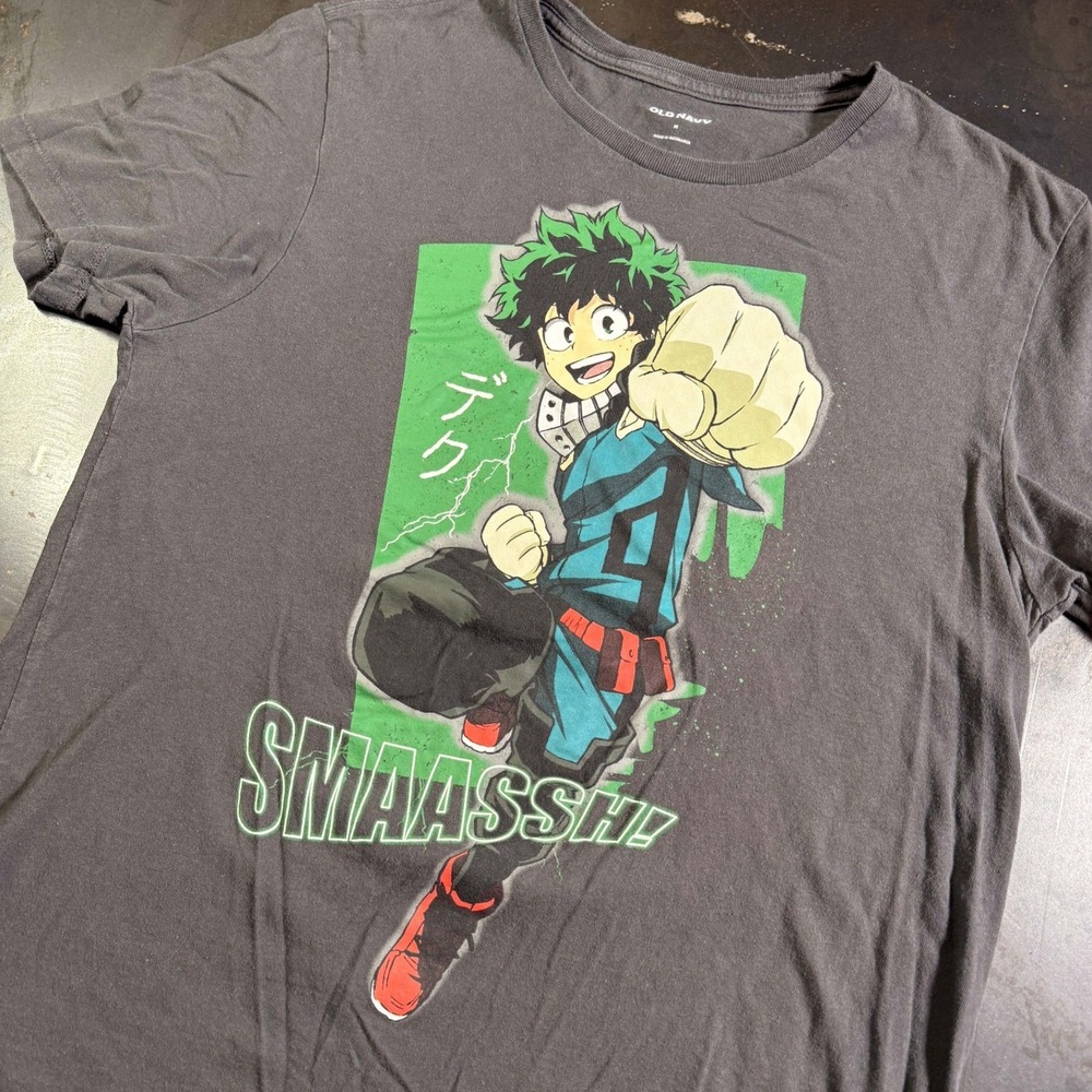 My Hero Academia Deku‎ Punch Anime Tee Mens Medium Washed Black
